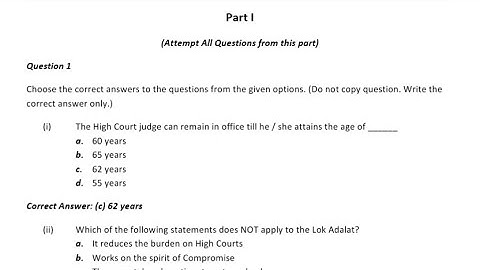 HISTORY AND CIVICS PAPER 1 SEMESTER 2 ICSE CLASS 10 ANSWER KEY