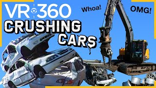 VR 360 Crushing Cars Mega Auto Recycling in 5k, Immersive