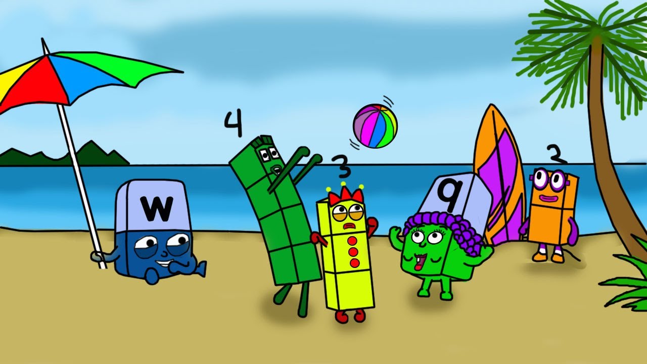 Numberblocks And Alphablocks Play Ball Together On The Beach