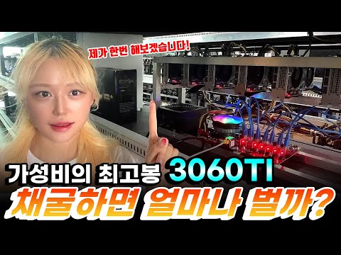   가성비 채굴기 3060ti 8way 6way 채굴로 얼마버는지 돌려봤습니다 이더리움 비트코인 월수익 채산성 채굴장 채굴 그래픽카드