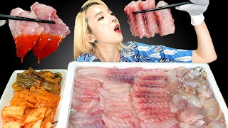 [Mukbang] RAW Sashimi 톡쏘는 목포 홍어회먹방(Fermented Stingray)Realsound ガンギエイgiày trượt  ASMR | 쎄미