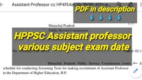 HIMACHAL PRADESH ASSISTANT PROFESSOR EXAM DATE VARIOUS SUBJECT ANNOUNCED HPPSC EXAM DATE #hppscexam