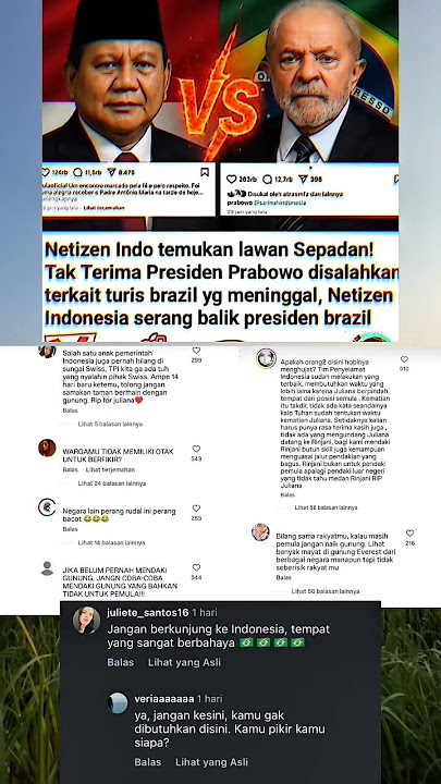 akun Instagram presiden indoesia pak Prabowo di huj4t netizen Brazil!
