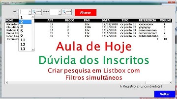 Dúvida dos Inscritos - Criar pesquisa em Listbox com Filtros simultâneos parte 01