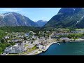 Eidfjord and spectacular  Vøringsfossen waterfall 4K. Phantom 4 pro