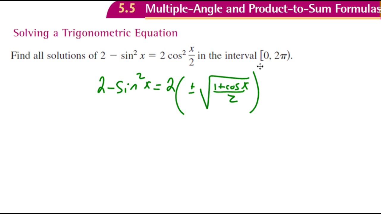 Solving a Trig Equation with Half Angles Ex 1 - YouTube