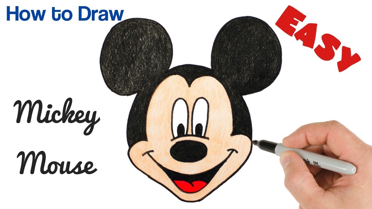 Step By Step Cartoon Mickey Mouse Drawing Easy - Rectangle Circle