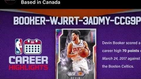 Devin Booker Galaxy opal locker code card (NBA2K20)