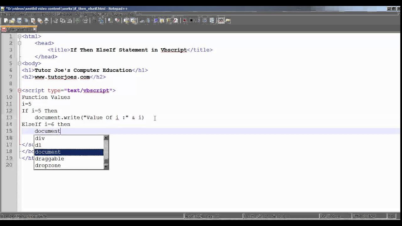 If Then Else 2 Vbscript Tamil - YouTube