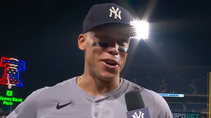 Aaron Judge Postgame Interview on Win over the Phillies, Letting Jazz Chisholm Borrow His Bat
