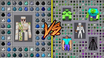 WHAT IF YOU SPAWN STEVE ZOMBIE SKELETON CREEPER ENDERMAN MUTANT EGGS vs GOLEM EGGS BATTLE Minecraft