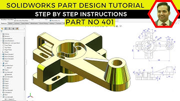 SOLIDWORKS Tutorial | Complex Mechanical Part Design with Cutouts & Loft Features | Part No 401