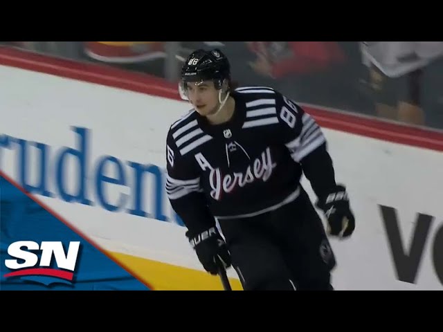 Jack Hughes goes top shelf on the power play for his first NHL goal 