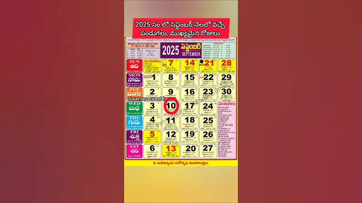 2025 సం.లో సెప్టెంబర్ నెలలో పండుగలు,ముఖ్యమైన రోజులు|September 2025 festivals #festivals #2025#shorts