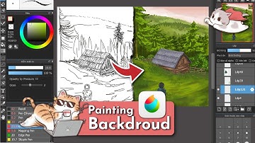 Paint a simple background with me with Medibang Paint pro (Art Digital) | By me