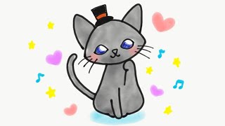 キュートな黒猫 Halloween Black Cat 簡単かわいいイラストレッスン56 Youtube