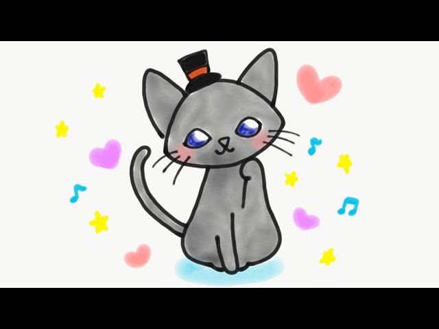 キュートな黒猫 Halloween Black Cat 簡単かわいいイラストレッスン56 Youtube