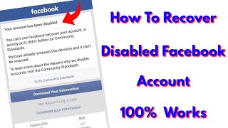 Fix your account has been disabled facebook problem solved | Recover disabled facebook account