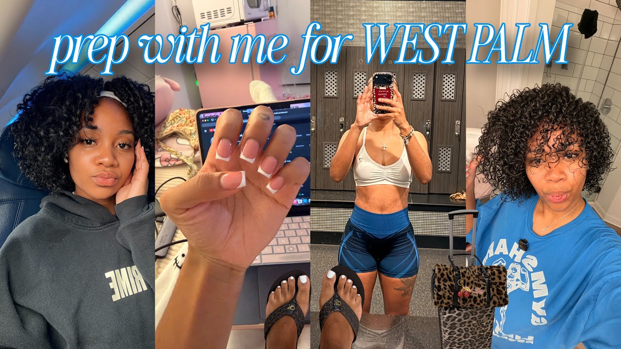 vlog : prep with me to go out of town (nails, curly hair routine, packing + workouts)