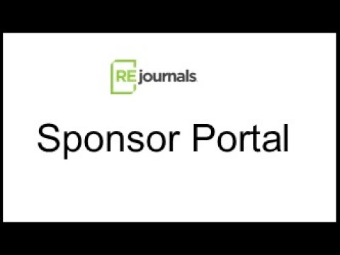 Sponsor Portal Tutorial REjournals