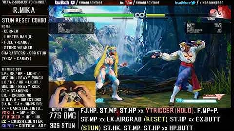 R.Mika Reset Stun Combo - 775 DMG / 905 Stun - SFV