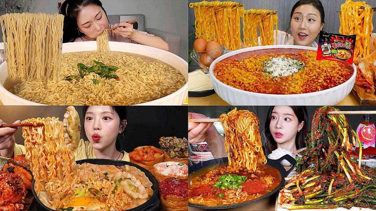 ASMR X4 Speed |Spicy SOUPY Noodles Compilation | No Talking | Only Bites |  Mukbang