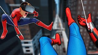 JUMPING OFF THE TALLEST BUILDING IN THE GAME! (SpiderMan VR)