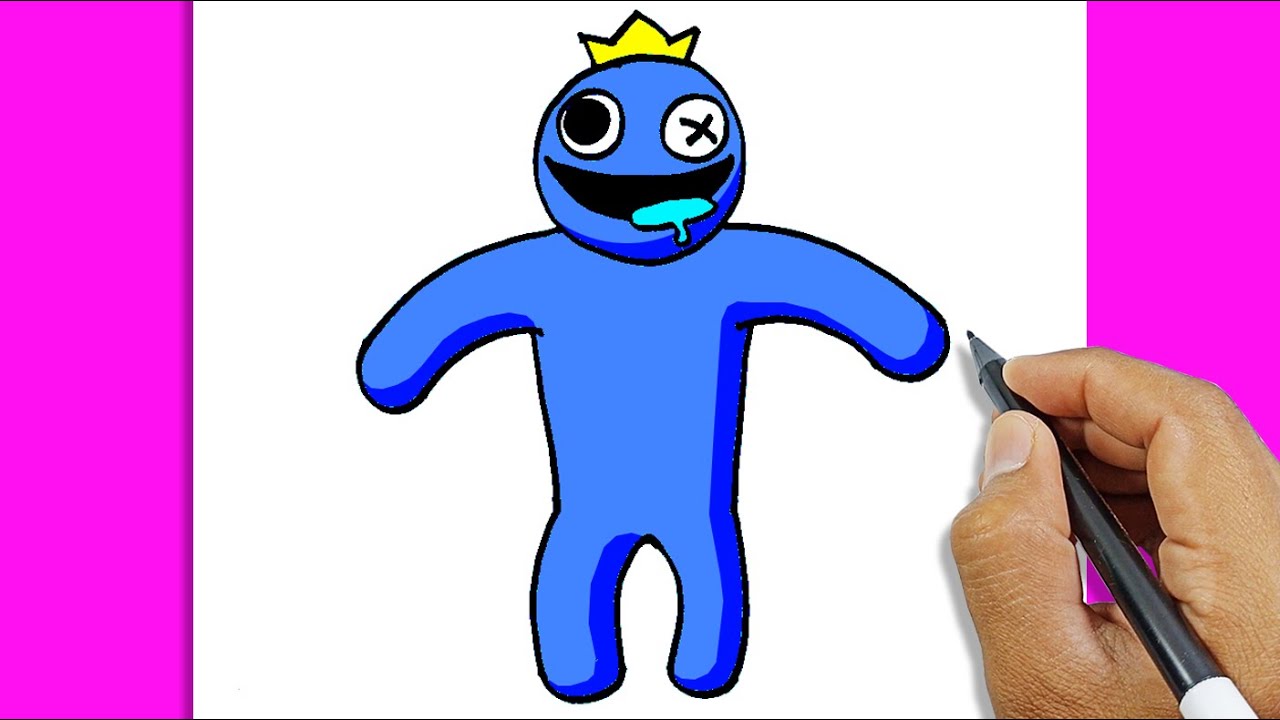 How to DRAW BLUE with PLAYER from RAINBOW FRIENDS - ROBLOX DRAWING 