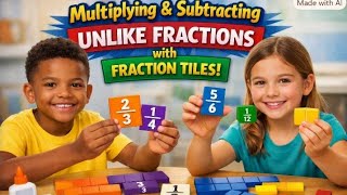Kids Learn Fractions Hands‑On! Multiplying & Subtracting Unlike Fractions with DIY Fraction Tiles | 