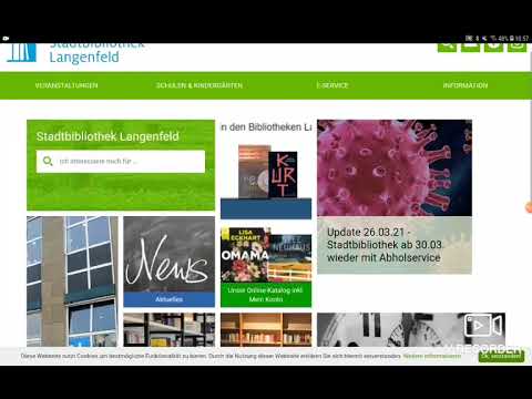 Erklärvideo Login Konto auf Android Tablet im Online Katalog der Stadtbibliothek Langenfeld