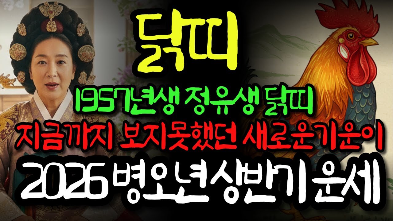 57년생 닭띠 미리보는 2026년 병오년 상반기 초대박 운세🎉금전 기운이 강하게 들어오고 있다 말년복있는띠🙏말년복 좋은 사주 닭띠운세 닭띠 운세 1957년생 말년운