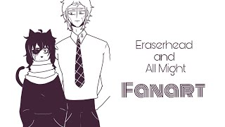 Eraserhead and All Might Fanart - Desenhe Junto Comigo!