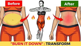 Stubborn Belly Fat and Slim Waist Exercise | 10 BEST STANDING Exercises To Reduce BELLY FLAB QUICKLY