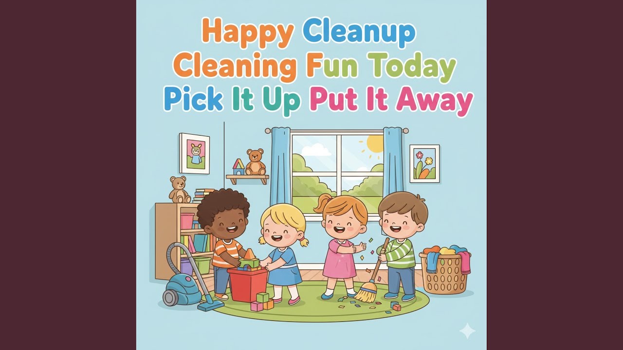 Happy Cleanup Cleaning Fun Today Pick It Up Put It Away