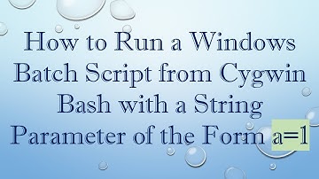 How to Run a Windows Batch Script from Cygwin Bash with a String Parameter of the Form a=1