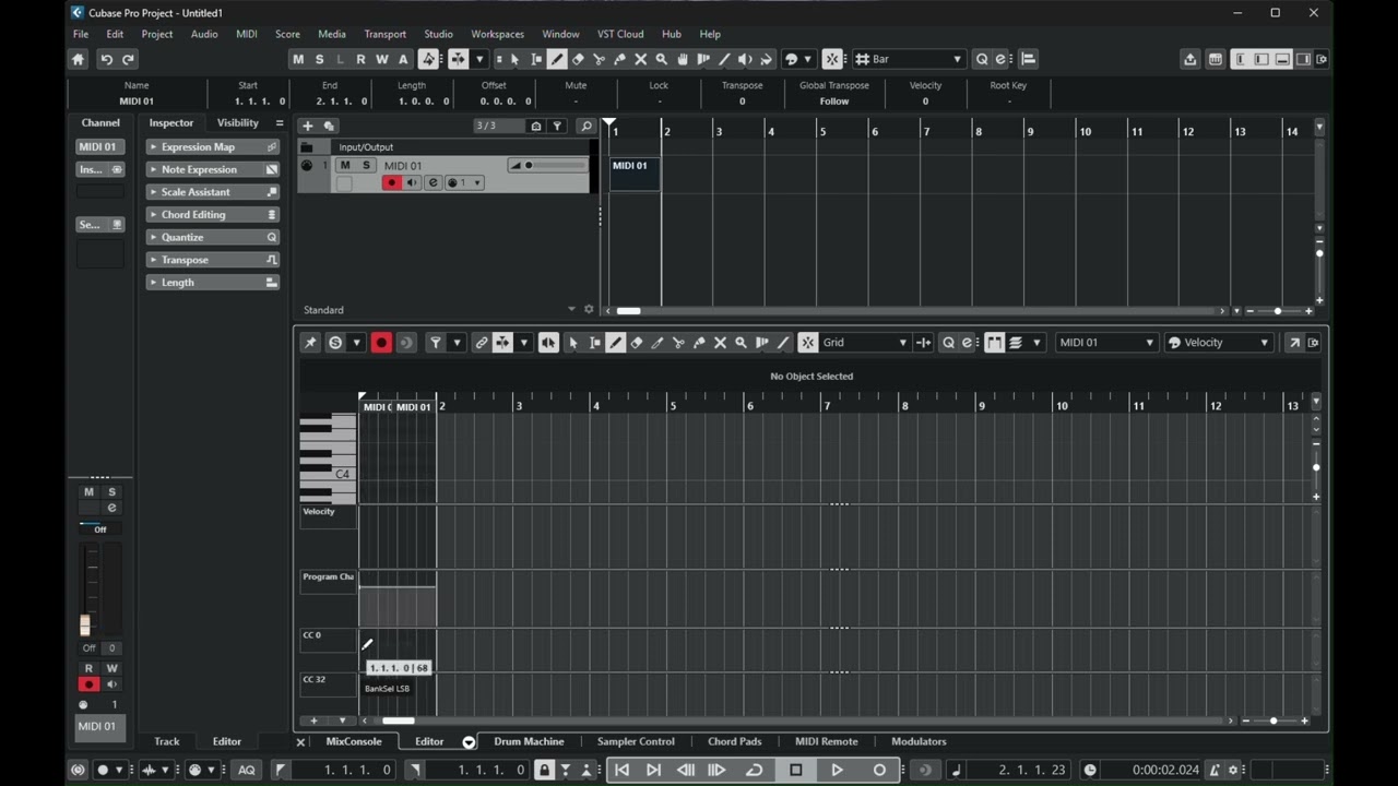 Cubase Program Changes, using CB 15 Pro and Yamaha MODX M7.