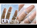 DIY) 비즈로 나비 반지 만들기🦋 l Beaded butterfly ring tutorial