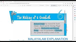 THE MAKING OF A SCIENTIST/MALAYALAM EXPLANATION/NCERT CLASS 10 UNIT 9/ENGLISH