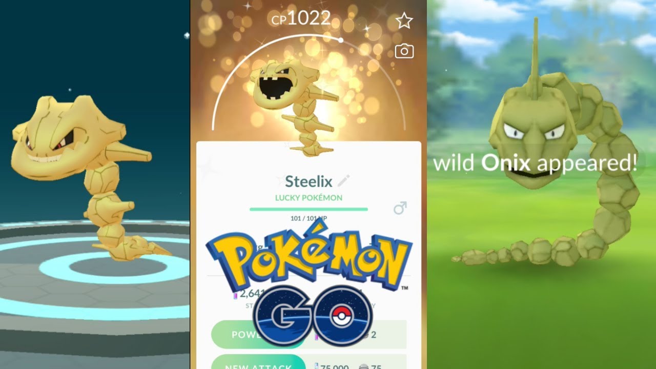 WORLDS FIRST 96%*SHINY LUCKY* ONIX EVOLUTION TO SHINY LUCKY STEELIX IN  POKEMON GO ADVENTURE WEEK 