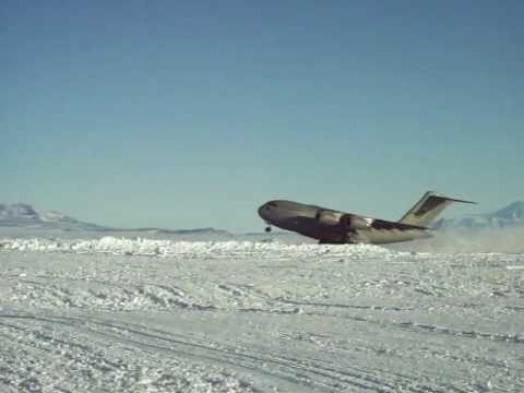 C-17 departing the annual sea ice runway McMurdo Station, Antarctica 2011