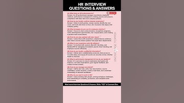 HR Interview Questions and Answers