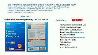 My Personal Review: Human Resource Management by Dr. V.S.P. Rao Sir, Taxmann Publications.