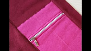 How to sew a zippered pocked   Cómo coser un bolsillo  ENG SUB