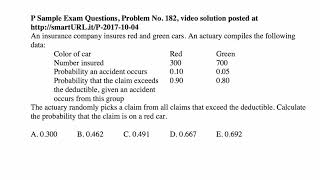 Exam P exercise for October 8, 2017