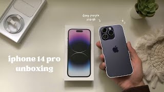 iphone 14 pro deep purple unboxing  accessories & customization + dynamic island demo