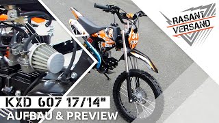 [Unboxing] AUFBAU des GÜNSTIGSTEN CROSS BIKE (125ccm 17/14 Zoll) AUF EBAY! KXD 607 Manuell PITBIKE!!