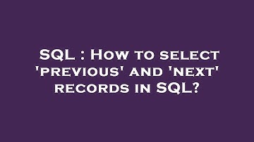 SQL : How to select 