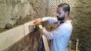 تعليم تركيب سيراميك الحوائط بالمونة من البداية للنهاية Egyptian Ceramic Installation Worker