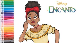 Disney Encanto Coloring Book Page - Coloring Dolores Madrigal with Markers