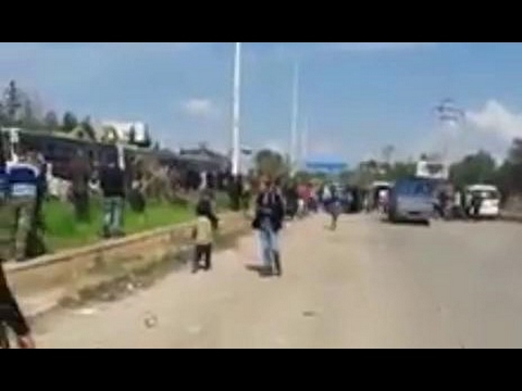 لحظة التفجير الذي استهدف حافلات كفريا